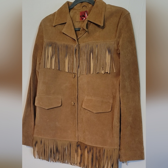 VTG Y2K Fringe Western Leather Jacket Annie Oakley Wild Bill Hickok Easy Rider - Picture 3 of 9